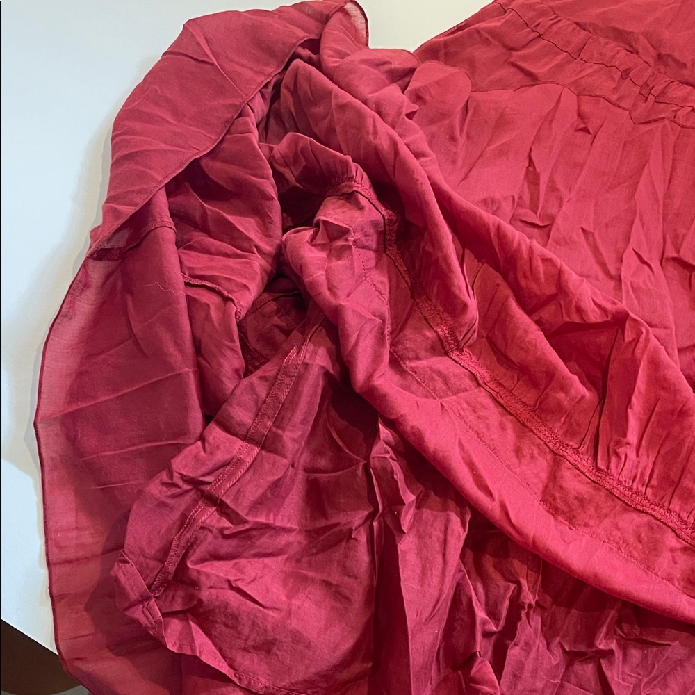 Sundance Zura Silk Blend Sleeveless Tiered Dress in Wine Red with Tie Waist - Picture 7 of 9